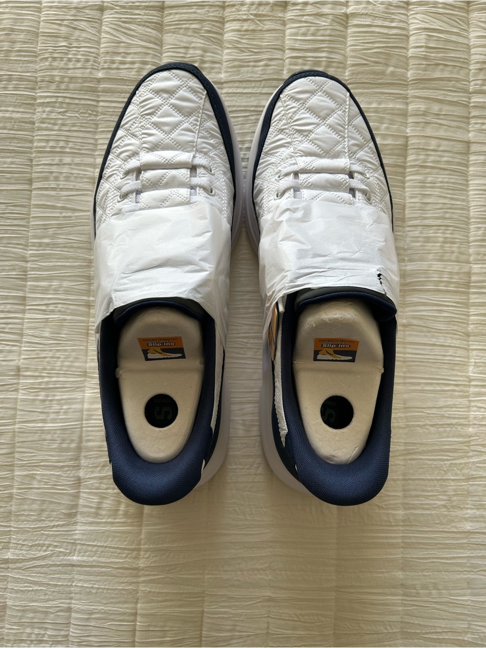 Skechers Slip-Ins Contour Foam Cozy Fit Men’s 10 White Navy New
